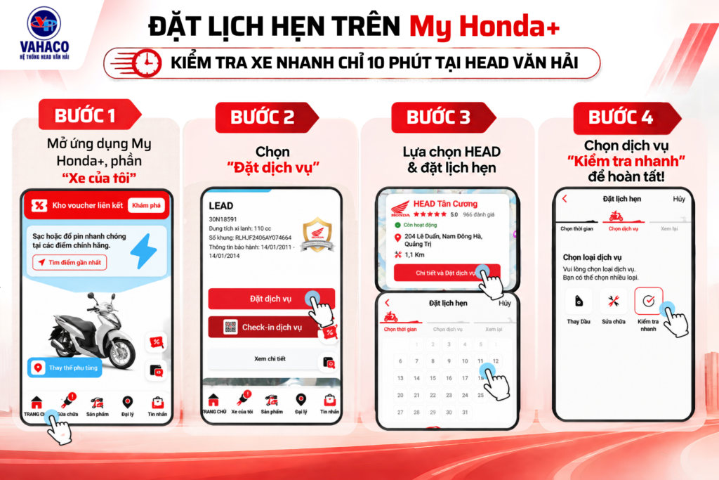 Hướng Dẫn Đặt Lịch Bảo Dưỡng Xe Honda Trên My Honda+ Tại HEAD Văn Hải